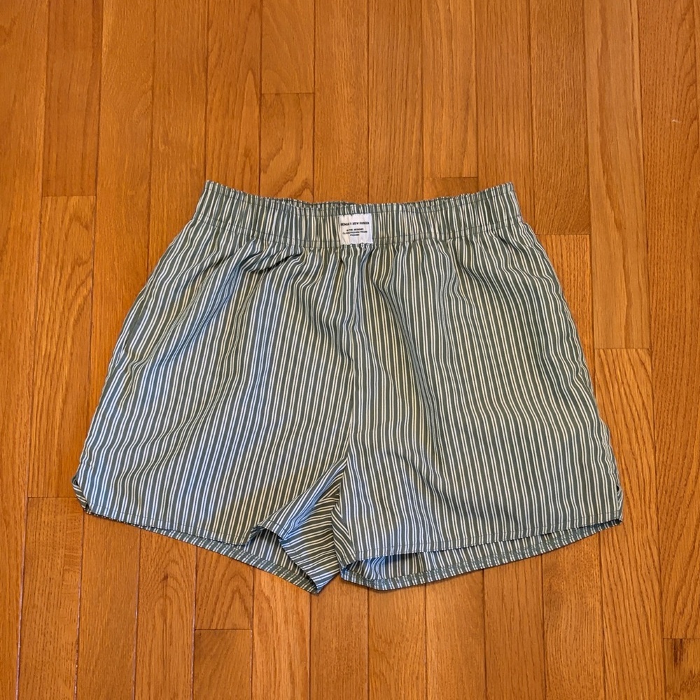 Striped Green and White Shorts